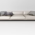 Modern Light colored Three seater Sofa with Accent Pillows Contemporary Design 3d model