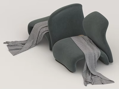 Stylish Dark Green Leisure Chairs With Striped Fabric Details And Modern Design 3d model