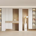 Modern White Shoe Cabinet With Glass Doors Display Shelves Sleek Interior Decorative Vase And Lamp