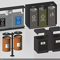 Public Facilities Classification Waste Bins For Public Areas Featuring Recycling Signs And Various Designs
