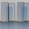 Patterned Glass Swing Doors Modern Interior Design With Light Blue Patterns And Transparent Panels 3d model