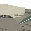 Modern Geometric Architectural Exterior Design With Glass Facade And Stone Walls