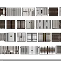 Various Modern Entry Doors With Different Grilles Slats And Panel Designs 3d model