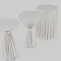 Elegant White Tablecloth Draped Over Round Table With Bow Decoration For Events 3d model