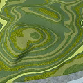 Scenic Green and Yellow Terrace Fields Landscape With Winding Road