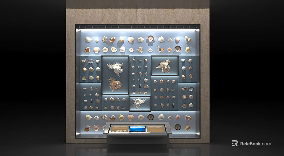 Modern Jewelry Display Shelf With Illuminated Glass Case Showcasing Rings Necklaces And Accessories 3d model 