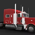Red Semi Truck With White Cab Accents Large Windows And Chrome Details