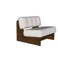 Two Seater Sofa With Beige Woven Upholstery Button Tufted Backrest And Dark Wooden Frame