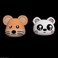 Cute Cartoon Mouse And Panda Head Figurines With Big Eyes And Ears