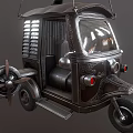 Vintage Tricycle Featuring Propeller Mechanical Design Glass Windshield And Ornate Metal Details