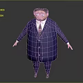 Cartoon Style 3D Game and Movie Character in Blue Striped Suit with Exaggerated Expression