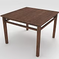 Square Brown Wooden Dining Table With Simple Design And Sturdy Frame 3d model