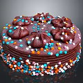 Delicious Layered Chocolate Cake With Chocolate Decorations And Colorful Sprinkles