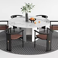 New Chinese Dining Table and Chair Set Round Dining Table and Chair Set 3d model