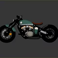 Vintage Teal Motorcycle With Red Seat Black Frame And Chrome Details