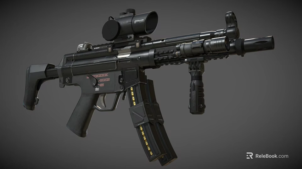 Black Tactical Rifle with Mounted Scope Detachable Magazine and Tactical Grip Modern Design 3d model 