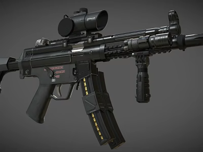 Black Tactical Rifle with Mounted Scope Detachable Magazine and Tactical Grip Modern Design 3d model