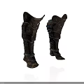 Handcrafted Medieval Armor Greaves As Defensive Weapon With Rustic Metal Plates And Leather Straps