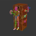 Wooden Fitness Equipment Storage Rack With Humanoid Figure And Barbell