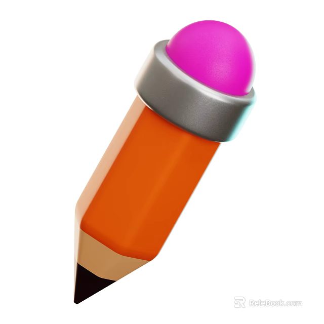 Vibrant Orange Pen With Pink Top And Silver Accent Ring Design 3d model 