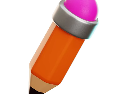 Vibrant Orange Pen With Pink Top And Silver Accent Ring Design 3d model