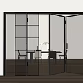 Modern Interior Design Featuring Sleek Black Frame Sliding Doors With Textured Glass Panels