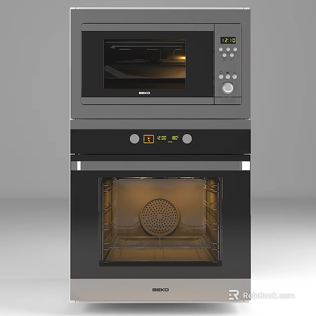 Modern Built in Kitchen Appliance Set With Microwave Oven And Digital 3d model 