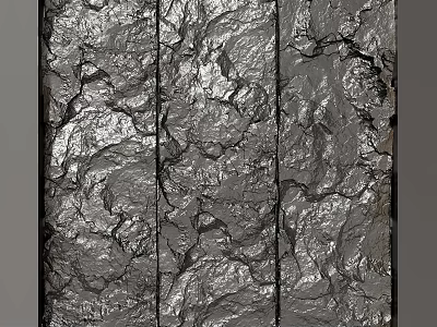 Textured Stone Background Wall With Three Panel Design And Natural Crack Patterns 3d model
