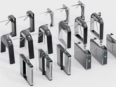 Public Facility Access Control Gates With Various Types Including Tripod Turnstiles And Swing Barriers 3d model