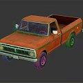 Vintage Red Pickup Truck With Shiny Exterior And Open Bed On Reflective Surface