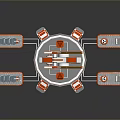 Futuristic Modular Weapon System 3D Circular Central Structure With Orange Gray Mechanical Components And Modules 3d model