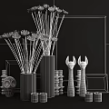 Modern Decorative Ornament Combination With Vases Sculptures Photo Frames And Decorative Flowers
