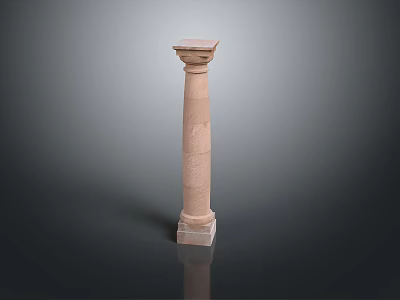 Classical Architectural Stone Column With Ornate Capital And Solid Base Design Element 3d model
