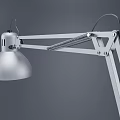 Modern Silver Desk Lamp With Adjustable Long Arm Round Lampshade And Stable Base