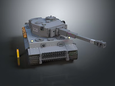 Detailed Gray Military Tank Model With Turret Cannon And Tracks 3d model