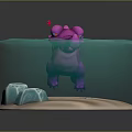 Pink Aquatic Animals Swimming in Blue Water with Ice Blocks and Sandy Bottom