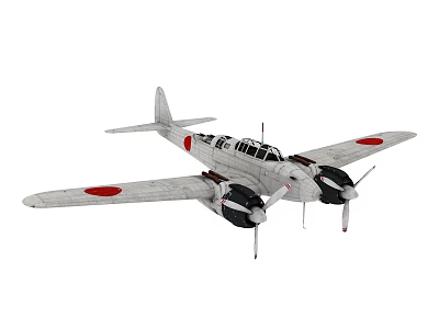 Vintage Twin Engine Fighter Aircraft With Twin Propellers And Red Roundels On Wings 3d model