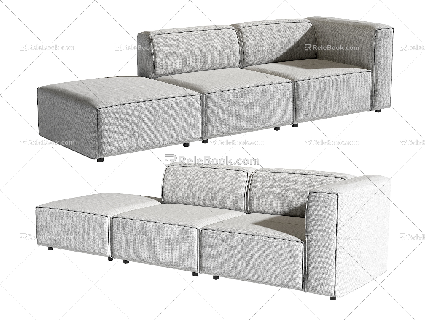 Modern three-seat sofa 3d model