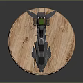 Futuristic Motorcycle 3D Model With Green Component And Mechanical Details On Wooden Base
