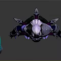 Fantasy Character Design With White Long Hair Purple Blue Ornamental Attire And Long Weapon