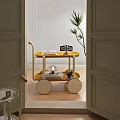 Mobile Multi Tiered Storage Shelf With Wheels For Books And Decorations In Modern Indoor Space
