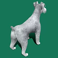 Cute Gray Schnauzer Dog Standing On Green Background With Shadow 3d model