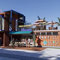 Container Style Boutique Homestay Architecture With Open Wooden Structure And Outdoor Palm Tree Terrace