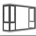 Modern Bay Window Design With Glass Panels And Metal Frame Structure 3d model