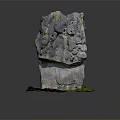 Gray Textured Rock Structure With Yellow Specks And Green Base