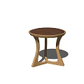 Modern Wooden Stool With Brown Leather Seat And Curved Legs Design
