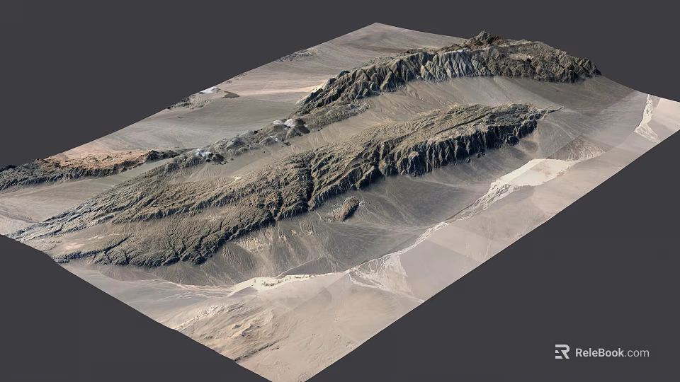 Garden Landscape Design Featuring Mountain Terrain And Desert Scenery Elements 3d model 