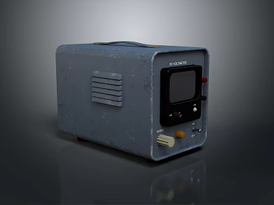 Gray Vintage Electronic Equipment Featuring Small Screen Control Buttons And Weathered Finish 3d model
