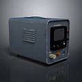 Gray Vintage Electronic Equipment Featuring Small Screen Control Buttons And Weathered Finish