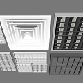 Various Modern Grille Ceiling Lights with Different Designs and Recessed Mounting Styles 3d model